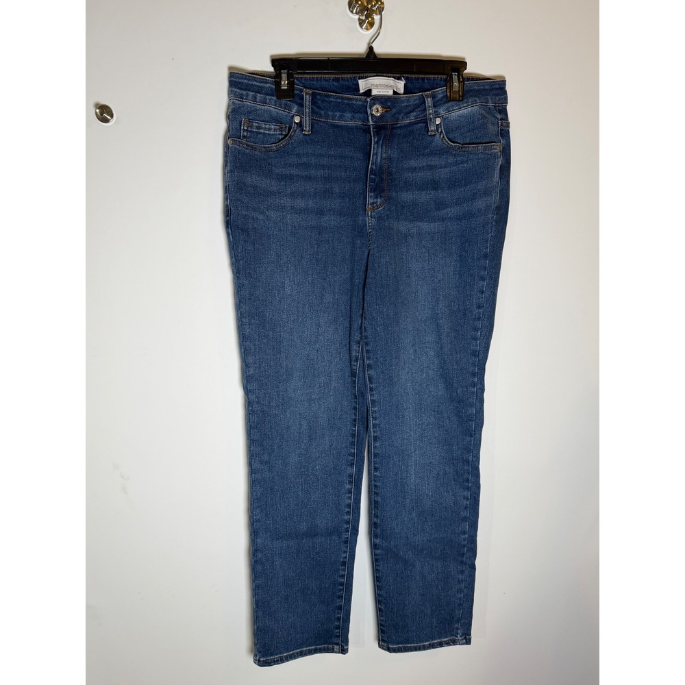 Monroe + Main Womens 16W Straight Leg Jeans Medium Wash Stretch Denim Pants